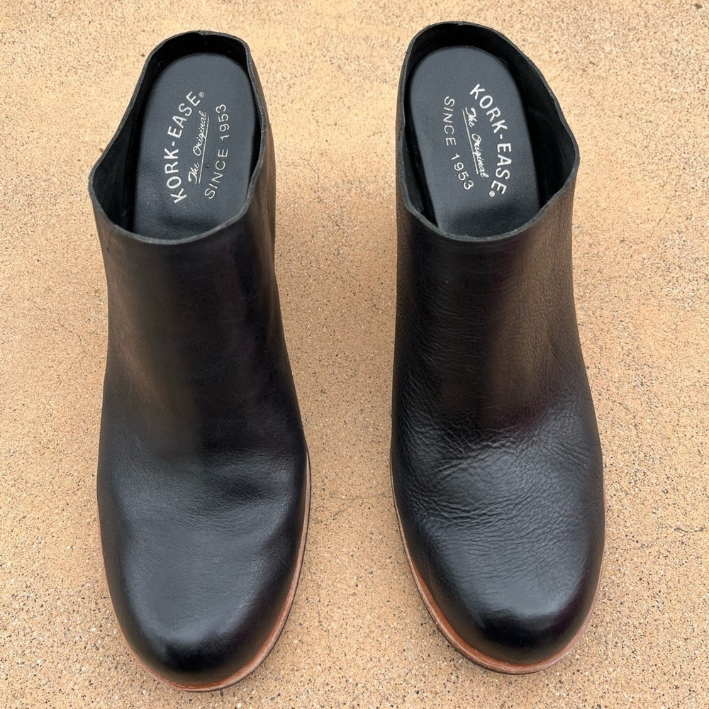 Kork Ease Challis Clog Mule Black Leather Slip On Bootie Block Heel Size 11 - Picture 6 of 11